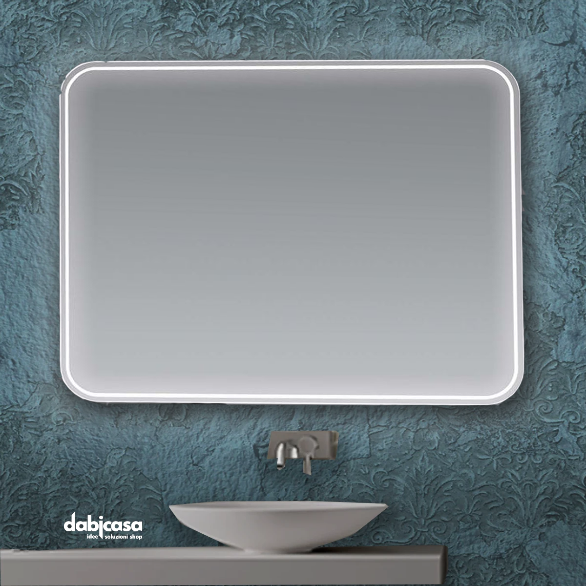 Specchio Linea Puma Retroilluminato Tondo Cornice Decorata Luce LED  Diametro 80 cm